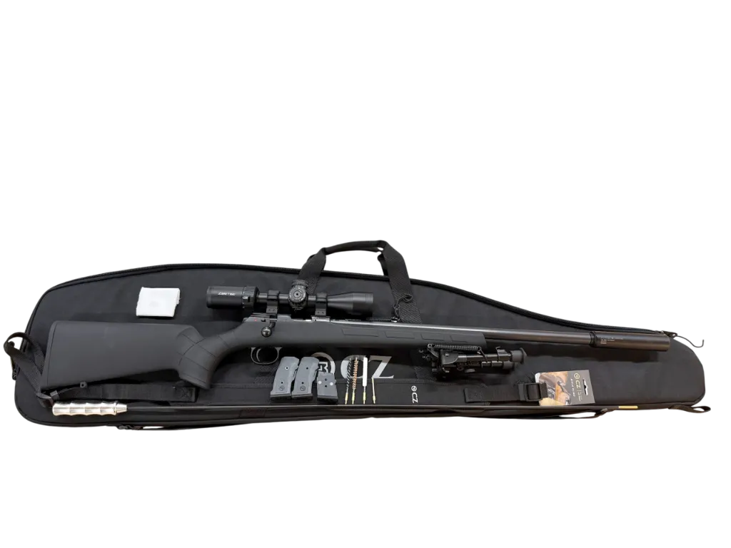 SET CZ 457 Varmint Synthetic .22 LR, LL 525mm, inkl.ZF, Bipod, Sling, Silencer, Bag